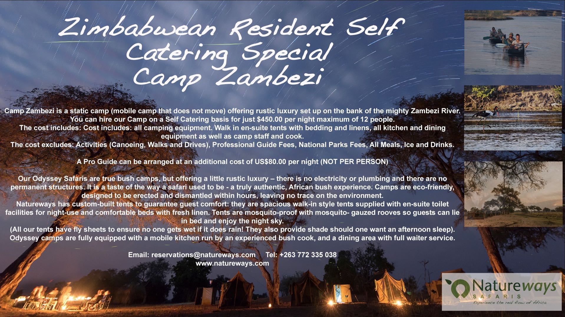 NATUREWAYS - SELF CATERING IN MANA POOLS!